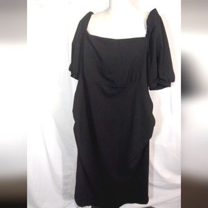 ASOS MATERNITY TAG black short sleeve, midi dress, zipper, pleated skirt, 18